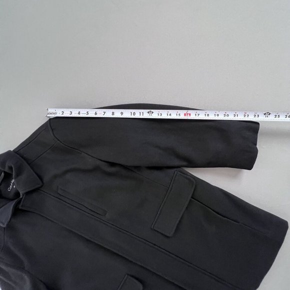 Calvin Klein Men Coat Wool Blend Size MEDIUM Black Hidden Zipper Snap Collared - Picture 7 of 8